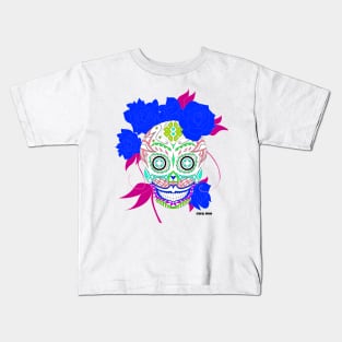 mexican grim reaper in adela catrina calavera style ecopop Kids T-Shirt